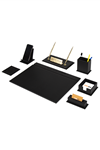 Leather Desk Set 9 Accessories Black